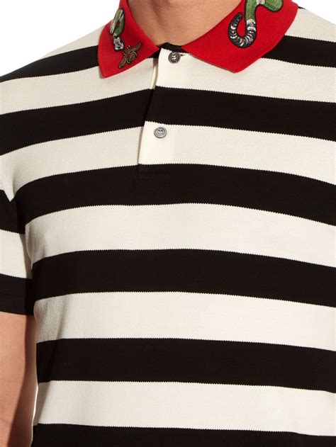 black gucci stripe polo|gucci polo snake collar.